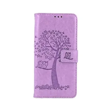 TopQ Pouzdro Samsung A33 5G knížkové Světle fialový strom sovičky 75034 (Sun-75034)