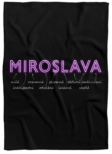 Deka Ženská jména – NEON (Jméno: Miroslava, Podšití beránkem: NE)