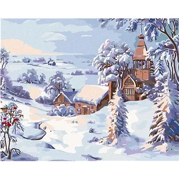 Malování podle čísel - Zasněžený kostelík (HRAmal00374nad)