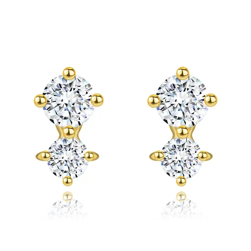 14K zlaté náušnice s párem čirých zirkonů
