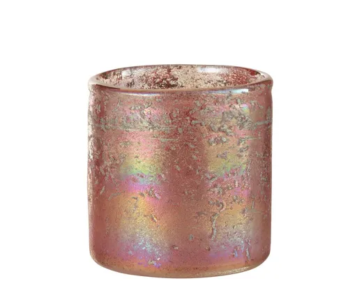 Tmavě růžový skleněný svícen Sianel - Ø 10*10 cm J-Line by Jolipa