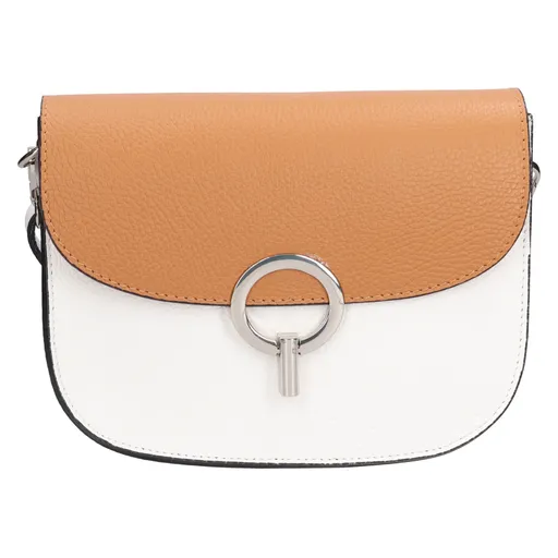 Dámská kožená crossbody kabelka Italia Moniq - hnědobílá