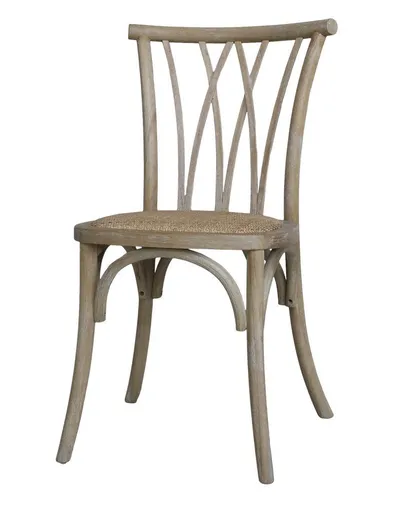 Přírodní dřevěná židle s ratanovým výpletem Old French chair - 50*53*90cm  Chic Antique