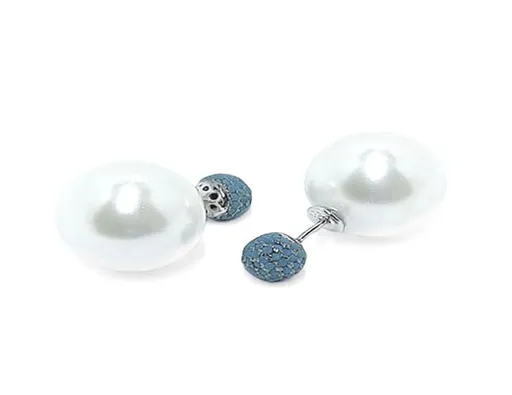 MOISS Úchvatné stříbrné náušnice s Shell perlami a zirkony E0003549