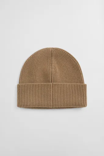 ČEPICE GANT WOOL RIBBED BEANIE WARM KHAKI