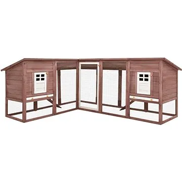 Shumee Venkovní králíkárna s výběhem masivní jedle 250 × 192 × 105 cm kávovo-bílá (8719883737973)