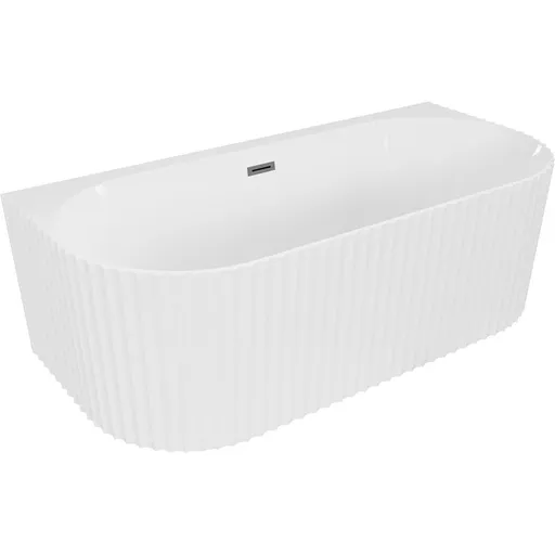 MEXEN/S Sella volně stojící vana nástěnná reliéf 150 x 75, bílá mat, sifon a přepad grafit kartáčovaná 52711507501-66