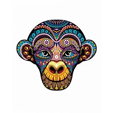 Abstraktní barevná opice na bílém pozadí, 40×50 cm, bez rámu a bez vypnutí plátna (6043910)