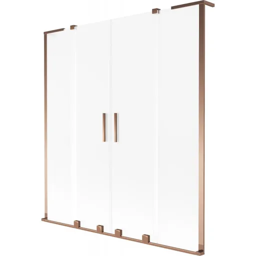 MEXEN/S Velar L Duo dvoukřídlá posuvná vanová zástěna 140 x 150, dekor, růžové zlato 896-140-003-32-60