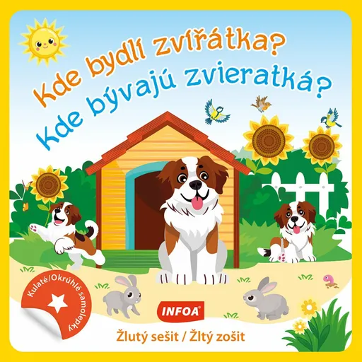 Kulaté samolepky Kde bydlí zvířátka? / Kde bývajú zvieratká? - žlutý sešit /zošit