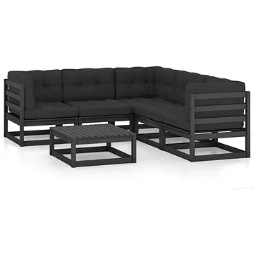 6dílná zahradní sedací souprava s poduškami masivní borovice, 3076553 (3076553)