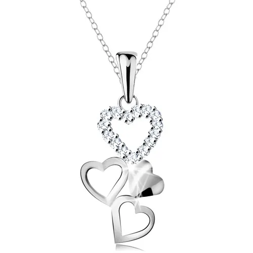Náhrdelník ze stříbra 925, přívěsek - čtyři spojená srdíčka, čiré zirkony