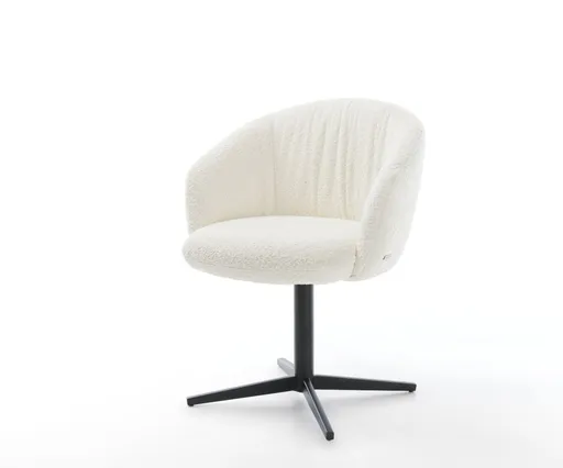 Jídelní židle Caja-Flex s područkami bouclé bílá podnož černá