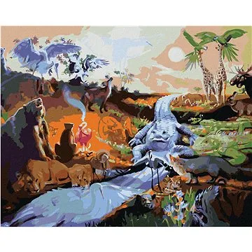 Zuty - Malování podle čísel - ZVÍŘATA U NAPAJEDLA (D. RUSTY RUST), 80x100 cm, vypnuté plátno na rám (HRAmmb02769nad)