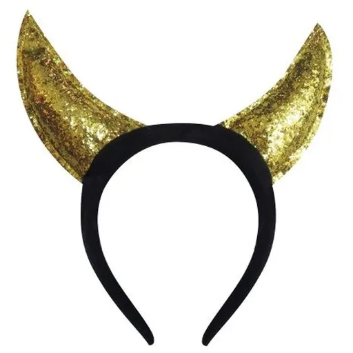 Čelenka s glitry Čertovské rohy zlaté