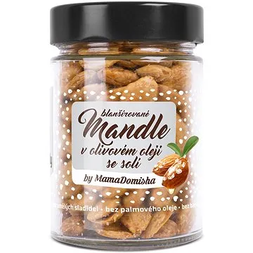 Grizly Blanšírované mandle v olivovém oleji se solí by @mamadomisha 200 g (8595678415635)