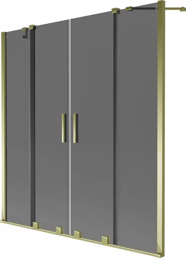 MEXEN/S Velar Duo dvoukřídlá posuvná vanová zástěna 160 x 150, grafit, zlatá 896-160-000-42-50