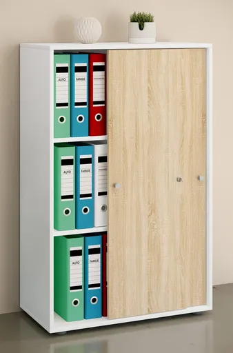 VCM Kancelářská skříň Lona XL s posuvnými dveřmi, bílá