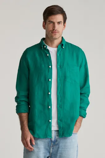KOŠILE GANT REG GMNT DYED LINEN SHIRT DEEP GREEN