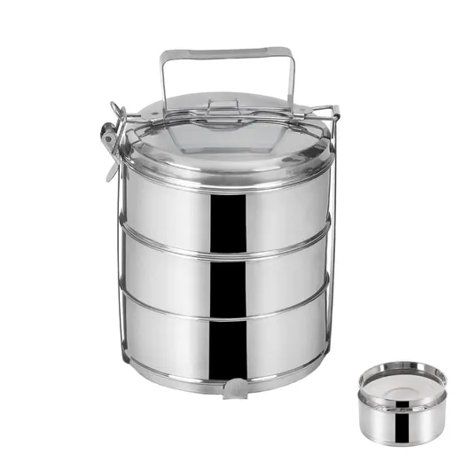 Jídlonosič nerezový s víky 3 patra, průměr 16 cm