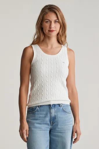 SVETR GANT STRETCH COTTON CABLE TANK TOP EGGSHELL