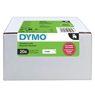 Dymo D1 2231632, 12mm x 7m, černý tisk / bílý podklad, originální páska, 20ks