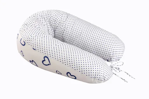 Bomimi ADOS kojící polštář 150x30, SRDÍČKA-puntíky modrá/bílá