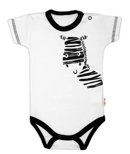 Baby Nellys Body krátký rukáv  Zebra - bílé