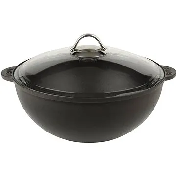 LAVA METAL Litinový hrnec kulatý (wok) + skl. poklice  30 cm, 6l (LVYKZ30K3)