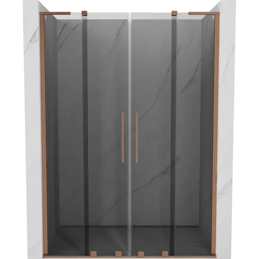 MEXEN/S Velar L Duo posuvné sprchové dveře 140, grafit, měď kartáčovaná 871-140-003-42-65