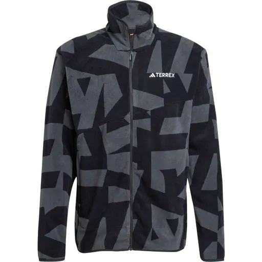 adidas TERREX MULTI PRINTED FULL-ZIP FLEECE Pánská Outdoorová bunda, černá, velikost