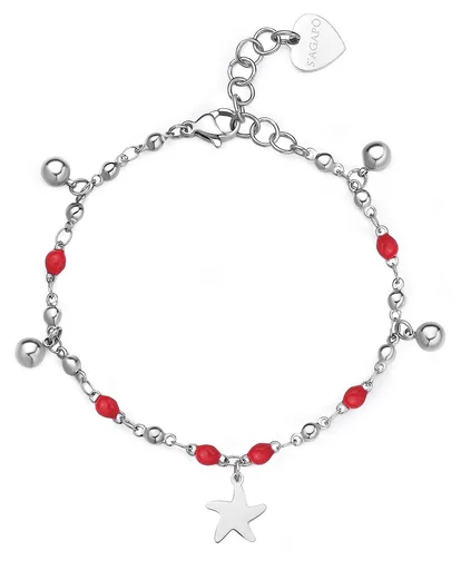 S'Agapõ Ocelový náramek s červeným smaltem Hvězdice Vibes SVB59
