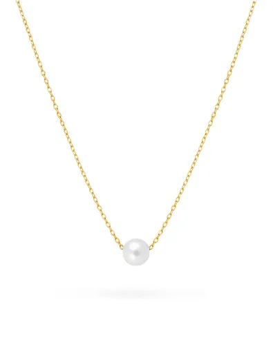 Brilio Půvabný náhrdelník ze žlutého zlata s říční perlou 14/778.871P