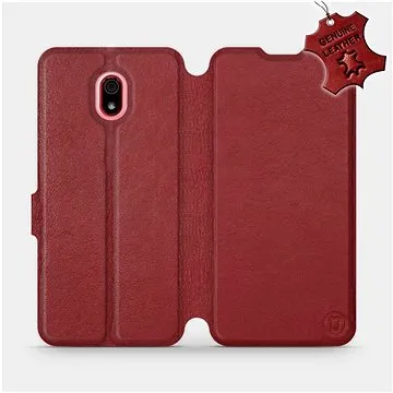 Flip pouzdro na mobil Xiaomi Redmi 8a - Tmavě červené - kožené -   Dark Red Leather (5903516078394)