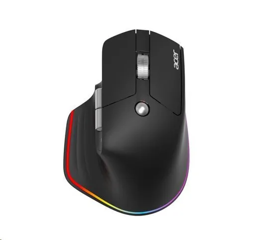 ACER bezdrátová myš Easy Fit Mouse, ergonomická, 4000dpi, 6 tlačítek, RGB, 10m dosah, USB-C, BT, Black