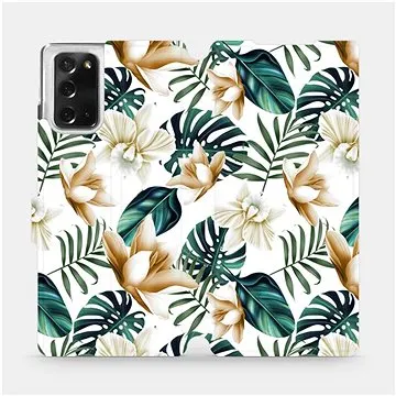 Flipové pouzdro na mobil Samsung Galaxy Note 20 - MC07P Zlatavé květy a zelené listy (5903516331949)