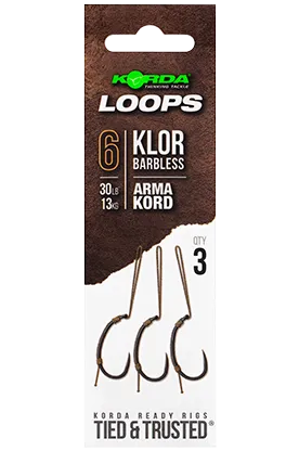 Korda hotové montáže loop rigs klor barbless - háček 6 nosnost 30 lb