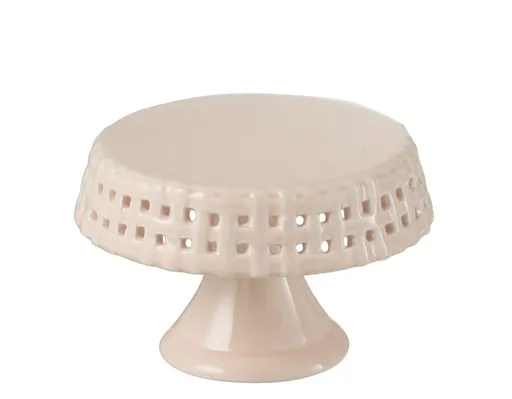 Růžový keramický podnos na noze Hella Pastel Pink S - Ø 11*7cm J-Line by Jolipa