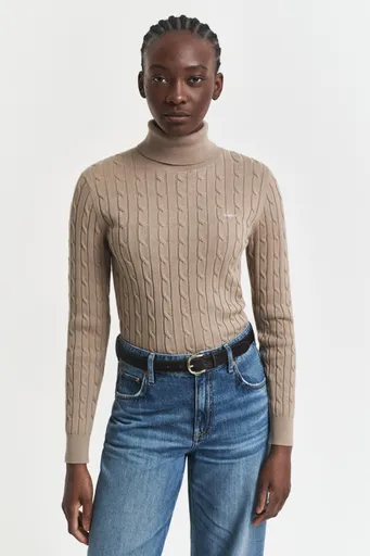 ROLÁK GANT STRETCH COTTON CABLE TURTLENECK TAUPE BEIGE