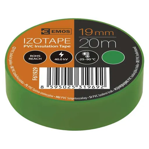 EMOS Izolační páska PVC 19mm / 20m zelená 10ks 2001192090