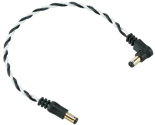 Ibanez Twisted DC Cable Black & White, Length: 8" Straight & Angled Pl