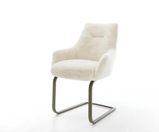 Jídelní židle Alja-Flex s područkami plyšový manšestr krémová