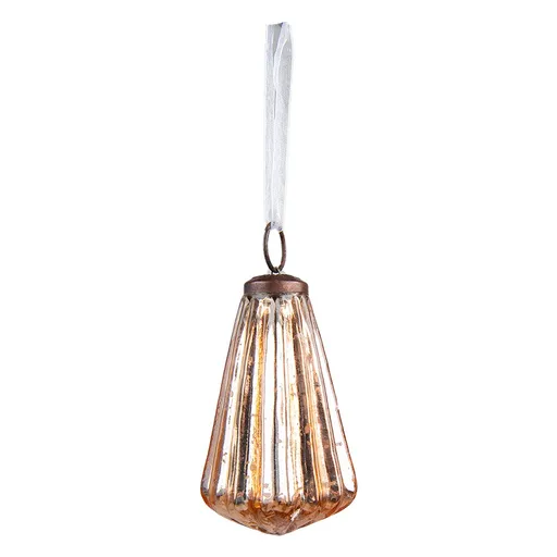 Zlatá skleněná vánoční ozdoba - Ø 5*8 cm Clayre & Eef