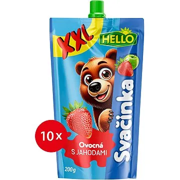 HELLO XXL ovocná kapsička s jahodami 10× 200 g (8590014639362)