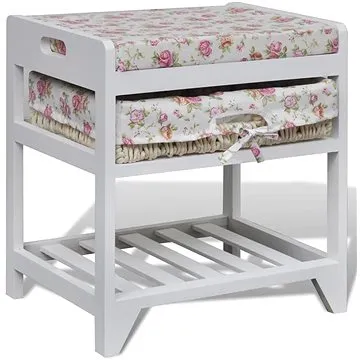 Úložná lavice s policí na boty a úložným košíkem dřevo pavlovnie (241541)