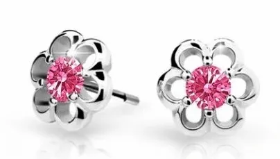 Cutie Jewellery Dětské náušnice z bílého zlata C1947-30-X-2 fuchsiová