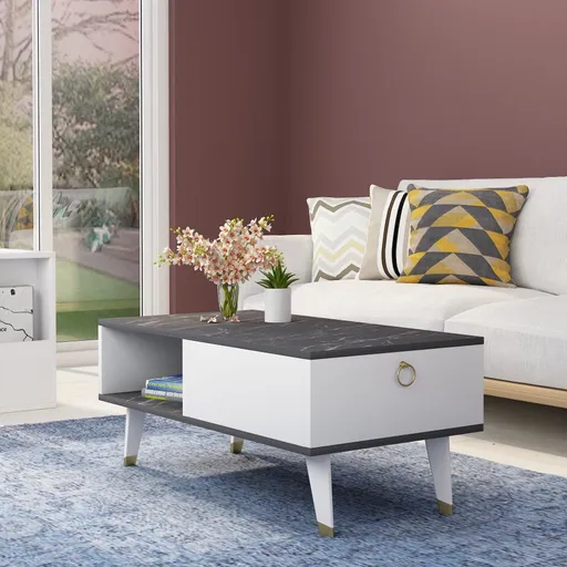 Konferenční stolek Delux - Black, White