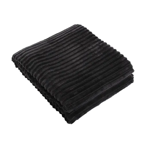 Černý plyšový pléd Stockholm black - 150*200 cm Collectione