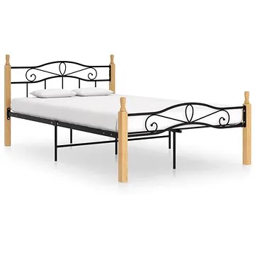 Shumee černý kov a masivní dubové dřevo 120×200 cm, 324913 (324913)