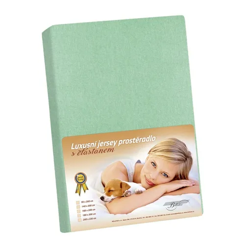 Bellatex Jersey prostěradlo s elastanem zelená, 100 x 200 cm